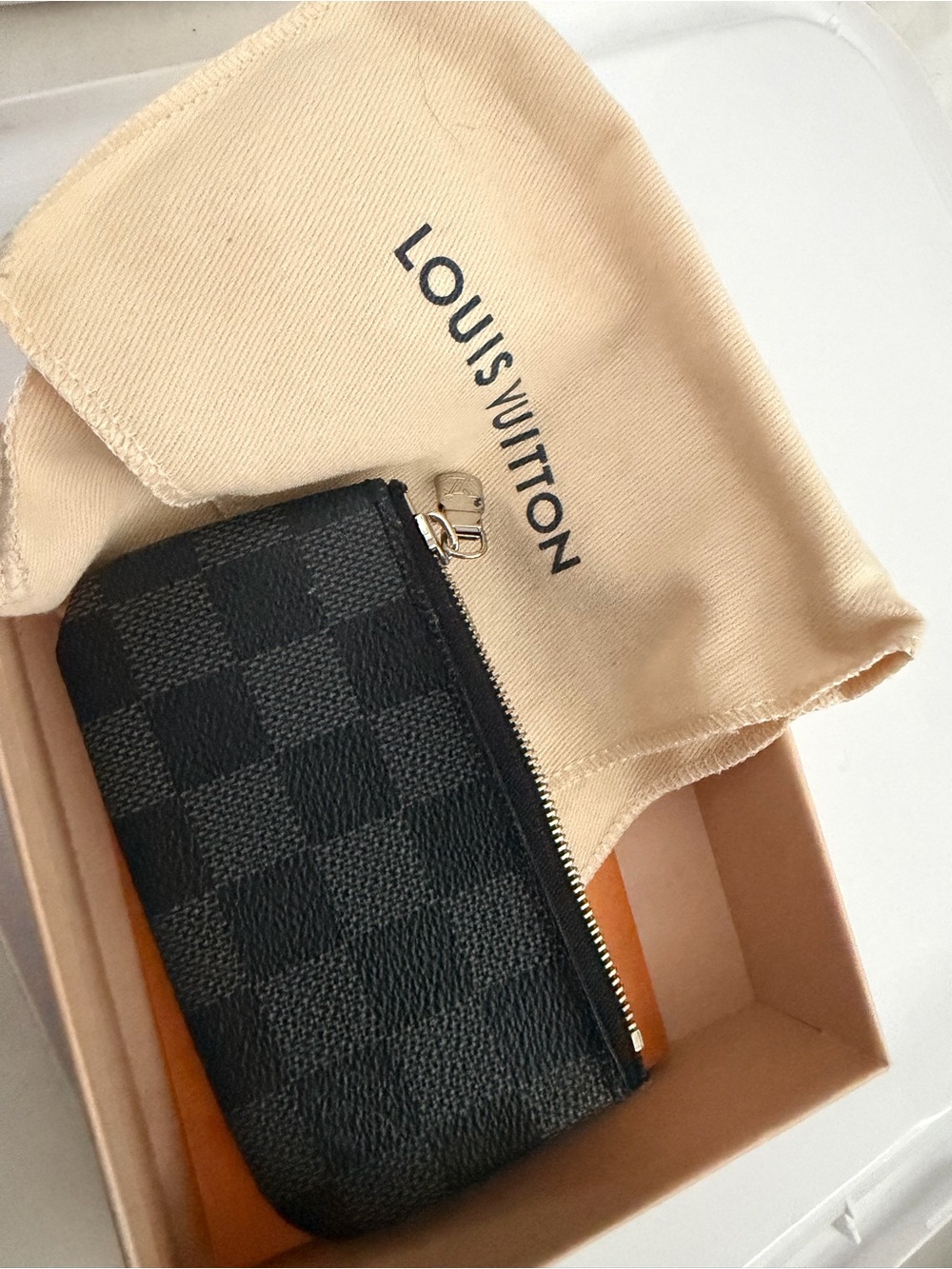 Louis Vuitton Damier Graphite Key Pouch Coin Card Holder Black